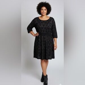 NWT Lane Bryant Black Knit‎ Sweater Dress 3/4 Sleeve 26/28 Modest Classic Church
